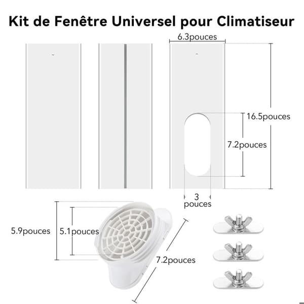 Luftkonditioneringstätningssats med adapter, bärbar fönstertätningssats för mobila och torra luftkonditioneringar, Ø5,1" och 5,9", 42-228 cm