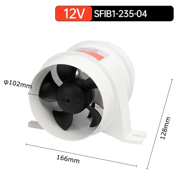 Ilmapuhallin, Korkea ilmavirta, Vedenkestävä, Hiljainen käyttö,12V SFIB1-235-04 -> 12V SFIB1-235-04