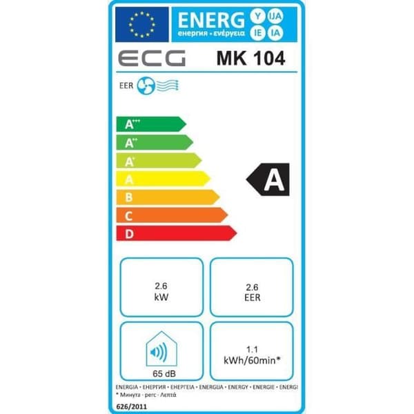 ECG MK104 - Luftkonditionering 9000 Btu / h - 1100W (för yta upp till 20m2) Energiklass A