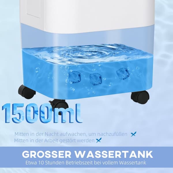 Rootz Air Cooler - Aircondition - 3 Metoder - 7,5 timers timer - Rulle plastik - 37b x 32t x 78H cm - Ideel til sommervarme