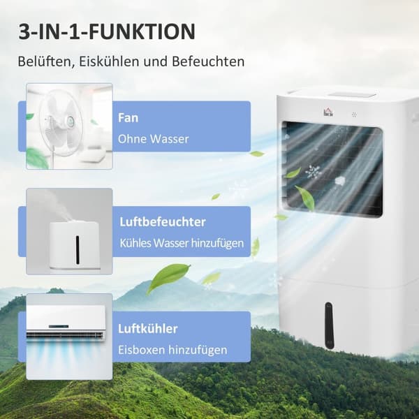 Rootz luftkonditionering luftkylare - bärbar fläkt - luftfuktare - 3 lägen - timerfunktion - 32x37x74cm