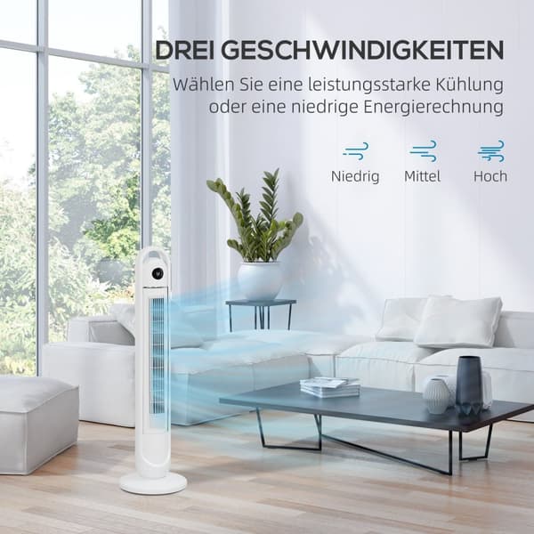 Rootz Tower -ventilator - Aircondition - Køleanordning - Energieffektiv - 31 cm x 109 cm - Fjern- og timer