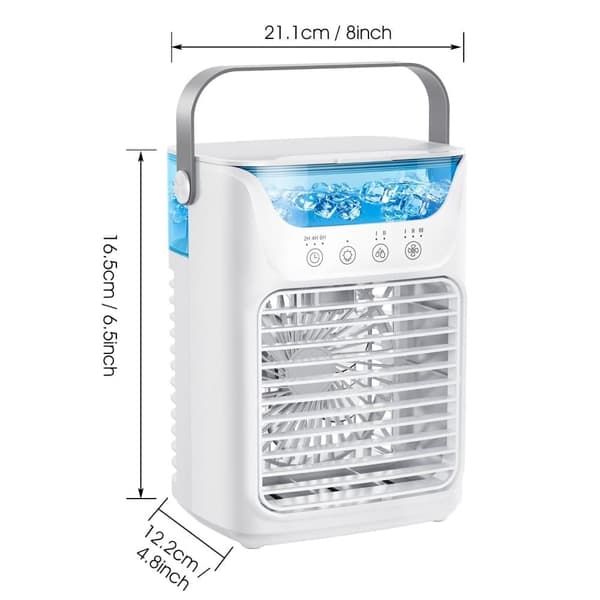 OBOSOE Bärbar Luftkylare – 700ml Vattentank, 3 Hastigheter, Timer, 7 LED-lampor