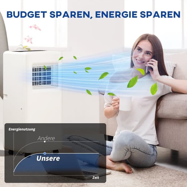 Luftkonditionering, Mobil 3-i-1, 33x28x71 cm, Vit