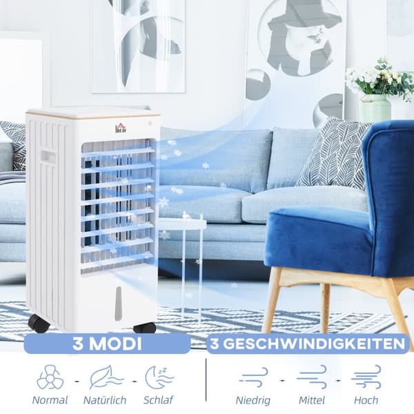 Bærbar Aircondition, 3 i 1 65W, 22.5x24.5x53.5 cm, Hvid