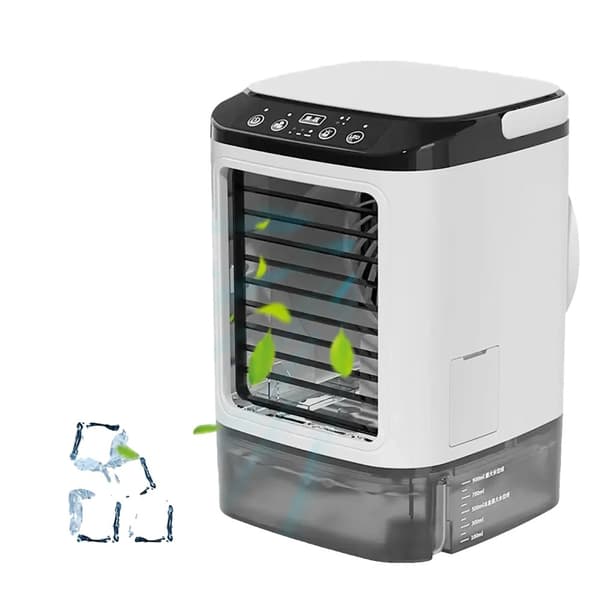 Bærbar Aircondition, 3-hastigheds Blæser, 900ml Vandtank, Farverigt Nattelys,Hvid, EU