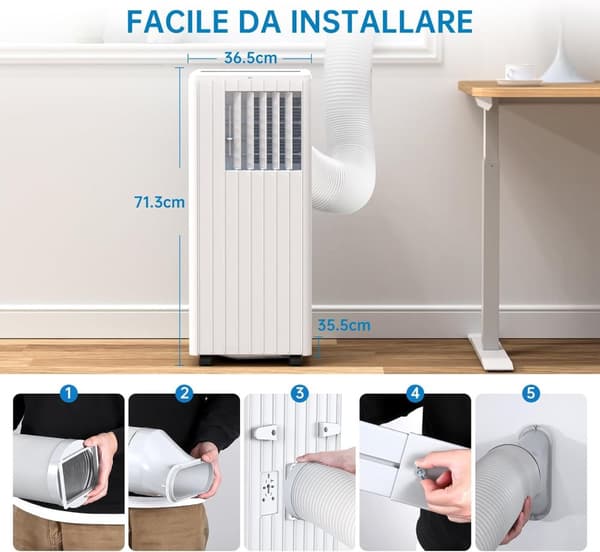 Kannettava ilmastointilaite, 9000 BTU/h jäähdytyskyky, 42L/päivä kosteudenpoisto,EU