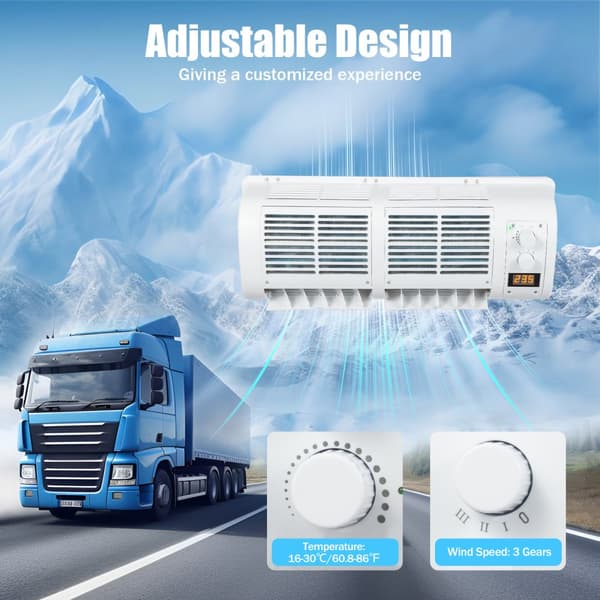 12V Luftkonditionering, 100W Effekt, 22525 BTU/h Kylkapacitet, Justerbar Temperatur 16-30℃