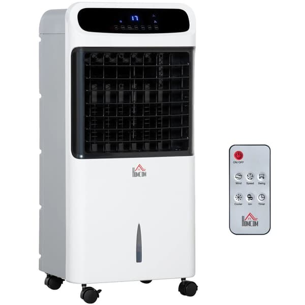 Evaporativ Luftkonditionering Luftfugter, 4 i 1 Funktionalitet, 12L Reservoir, Mobil Design,Hvid