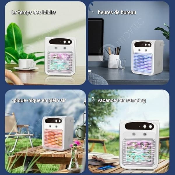 INN Mobil luftkonditionering 3 i 1 15,5x11x21cm 1000ml 9w med färgglada LED-lampor och Bluetooth-högtalare luftkonditioneringsfläkt