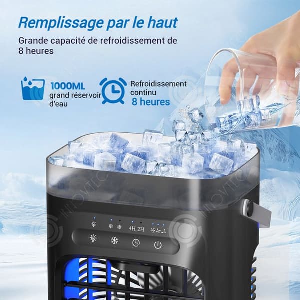 INN Bärbar tyst luftkonditionering 17,8x14,7x29,5cm 8w 1000ml svart med färgglada LED-lampor typ c mini luftkylare