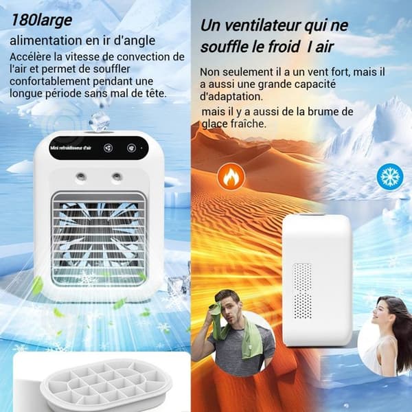 INN Trådlig mobile klimaanlegg 16,4x11,4x21,4cm 1800mah 5w 500ml stille klimaanlegg mini luftkjøler