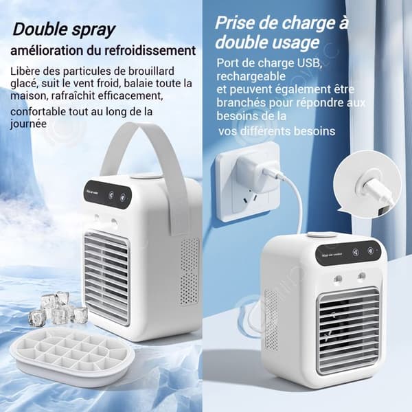 INN Trådlig mobile klimaanlegg 16,4x11,4x21,4cm 1800mah 5w 500ml stille klimaanlegg mini luftkjøler
