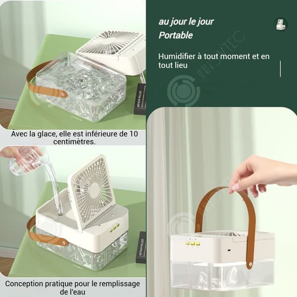 INN Bärbar luftkonditionering utan sladd 14,5x19,8x11,5cm 2,5l med färgglada LED-lampor luftkonditioneringsfläkt luftkylare
