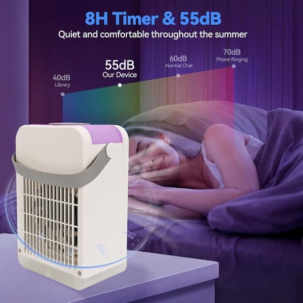 OBOSOE 4-in-1 kannettava ilmastointilaite – 700 ml ilmanjäähdytin ilmankostuttimella, 3 nopeutta