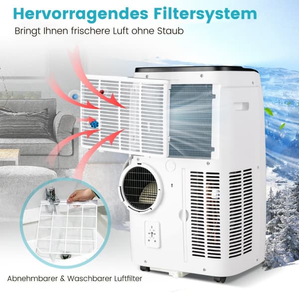 Kannettava ilmastointilaite, 4,1 kW-14000-40 m², 44x36x71 cm, valkoinen