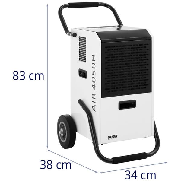 MSW Byggavfuktare - 50 l / 24 h - 40 - 65 m² - 628 m³/h - 7 L - Med handtag