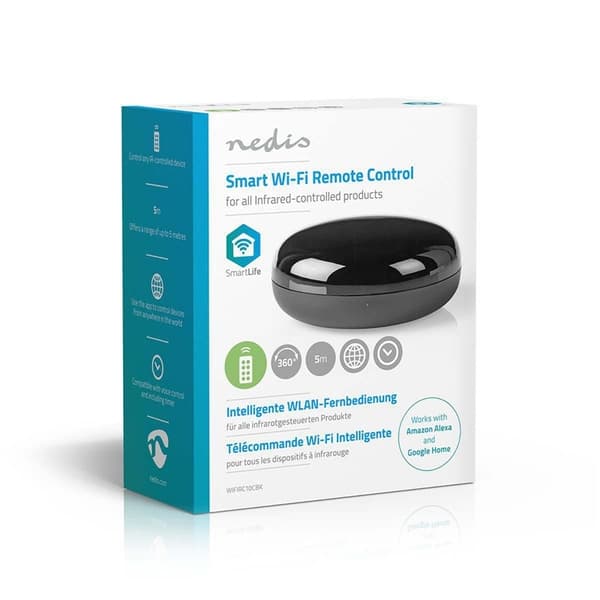 Nedis SmartLife IR fjärrkontroll | Wi-Fi | Universell | Signalområde: 5 m | 38 KHz | USB ström | Android™ / IOS | Svart