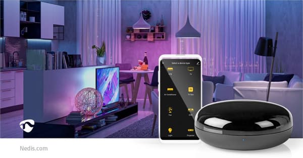 Nedis SmartLife IR fjärrkontroll | Wi-Fi | Universell | Signalområde: 5 m | 38 KHz | USB ström | Android™ / IOS | Svart