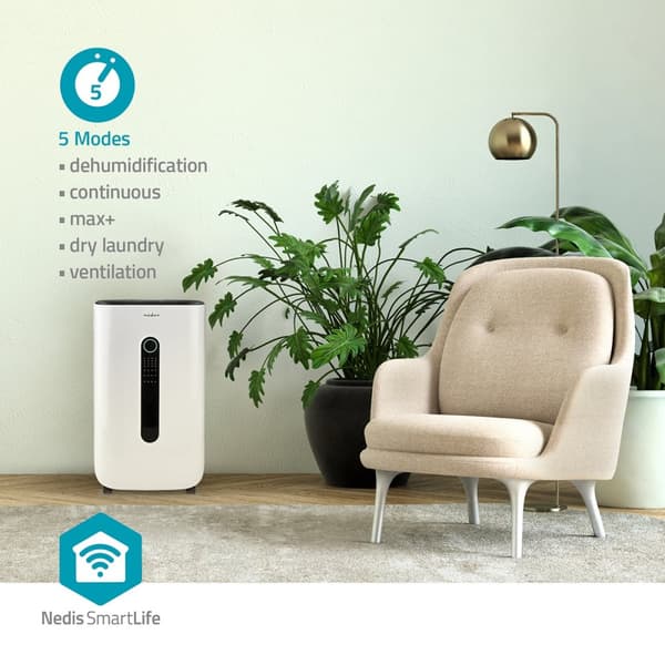 Nedis SmartLife Affugter | Wi-Fi | 20 l/Dag | Affugtning / Kontinuerlig / Tørt vasketøj / Ventilation | Android™ / IOS | Justerbar hygrostat | 195 m³/