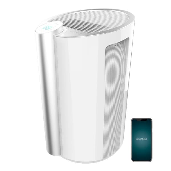 Cecotec 20L/day dehumidifier with 4.5-litre removable tank and Wi-Fi control. 250 m3 coverage area, LED display, touch control, 12-hour timer and 2 s