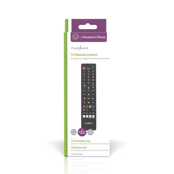 Nedis Kaukosäädin | Sopii laitteeseen: Panasonic / Sharp | Esiohjelmoitu | 1 Laite | Amazon Prime / Disney + Button / Netflix -näppäin / Rakuten TV Bu