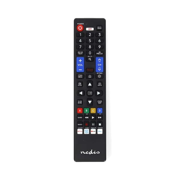 Nedis Utskifting Fjernkontroll | Egnet for: Samsung | Forprogrammert | 1 Enhet | Amazon Prime / Disney + Button / Netflix Knapp / Smart home Knapp / Y Sort