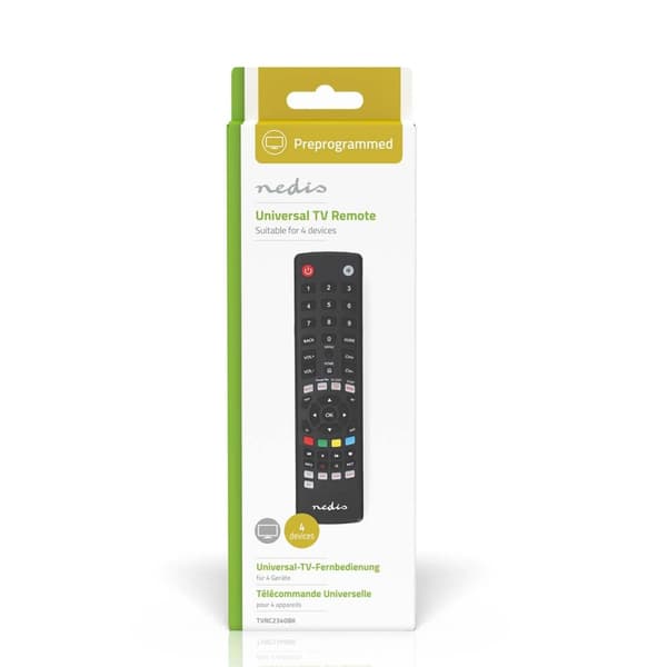 Nedis Universal fjernkontroll | Forprogrammert | 4 Enheter | Amazon Prime / Disney + Button / Google Play Knapp / Netflix Knapp / Youtube Knapp | Infr