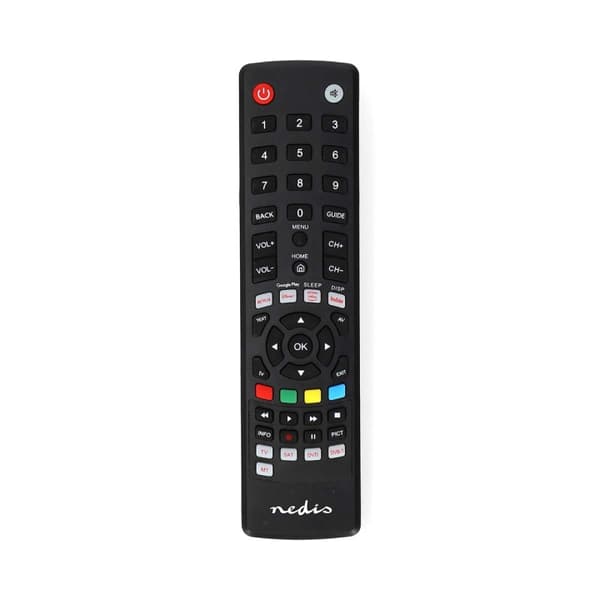 Nedis Universal fjernkontroll | Forprogrammert | 4 Enheter | Amazon Prime / Disney + Button / Google Play Knapp / Netflix Knapp / Youtube Knapp | Infr Sort
