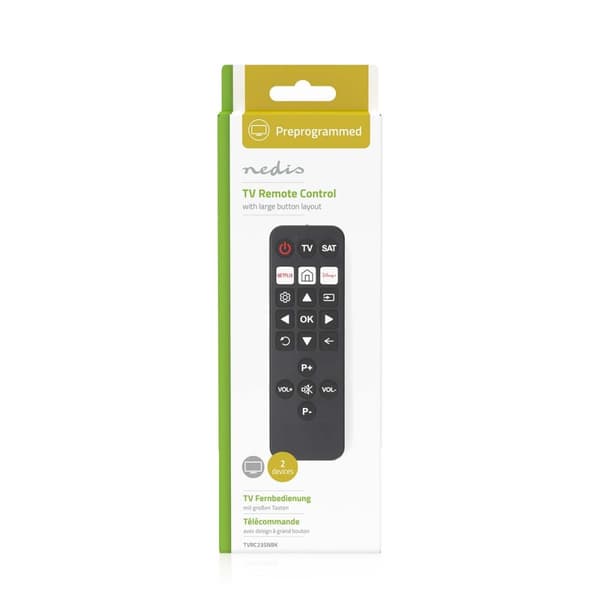 Nedis Yleiskaukosäädin | Esiohjelmoitu | 2 Laitetta | Disney + Button / Netflix -näppäin | Infrapuna | Musta