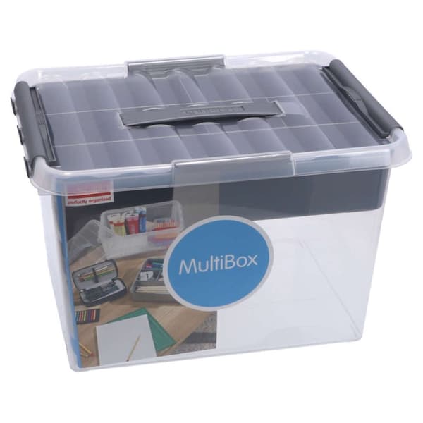 Sunware Q-Line förvaringsbox med insats 22L Silver/Transparent