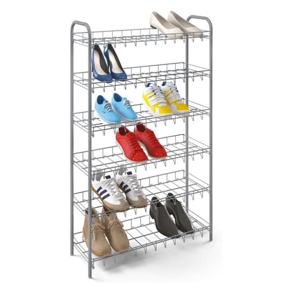 Metaltex Skostativ 6 Etager 64x23x104 cm Sølv