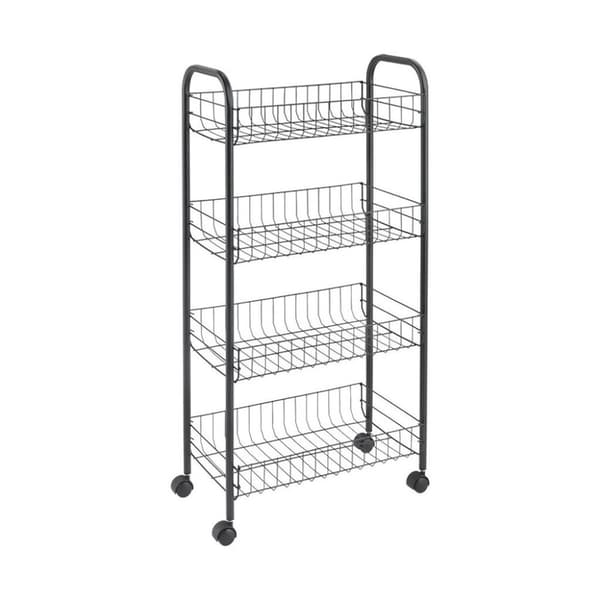 Metaltex Ascona Trolly med hjul + 4 korgar 41x23x84 cm Matt svart/metall