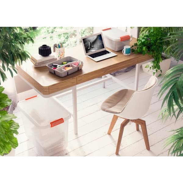 Kis K Låseboks L Opbevaringsboks med låg 43L Transparent/Orange
