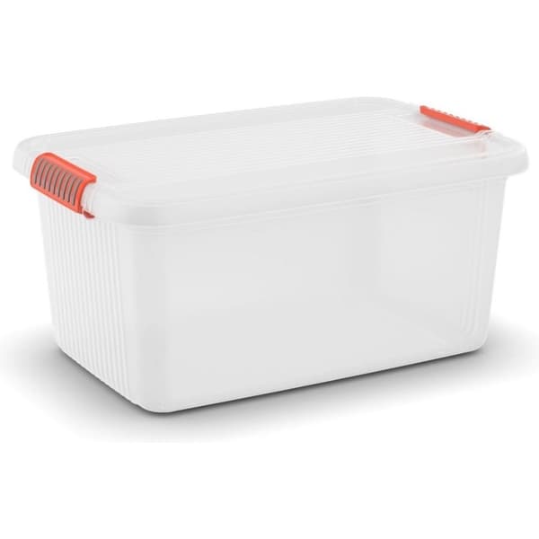 Kis K Låseboks L Opbevaringsboks med låg 43L Transparent/Orange