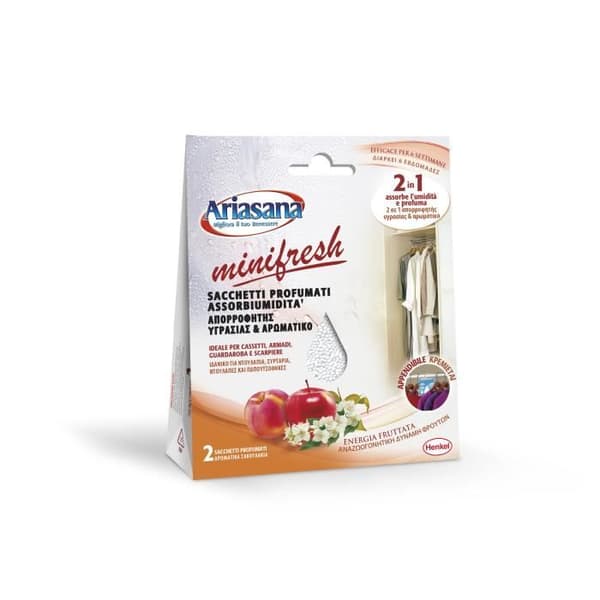 Ariasana Minifresh Energizing Frutta bustine profumate appendibili per armadi 2x50g, Absorber (påfyllning), Fuktabsorberande