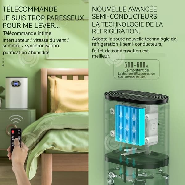 INN Avfuktare 1200ml Tyst elektrisk avfuktare för småhushåll LCD-skärm Timing Mode med fjärrkontroll