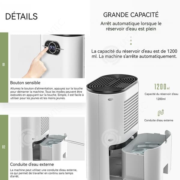 INN Avfuktare 1200ml Tyst elektrisk avfuktare för småhushåll LCD-skärm Timing Mode med fjärrkontroll