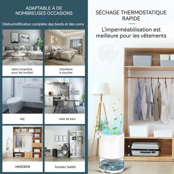 INN Avfuktare 1000ml 45W avfuktare med 7-färgs LED-ljusläge och visuellt tidsläge för vattentank