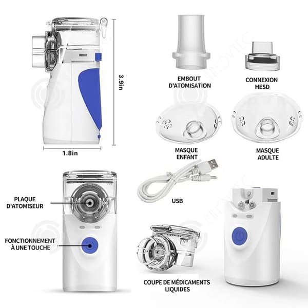 INN Nebulizer 2000ma Mini Handhållen Bärbar Nebulisator USB Uppladdningsbar Kölddimma Inhalator för Barn Vuxna
