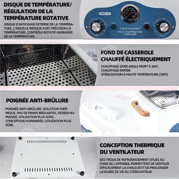 INN Luftsterilisator 26x23x9cm Varm 300 grader Celsius Maximal temperatur Professionell sterilisator Timer Sterilisator