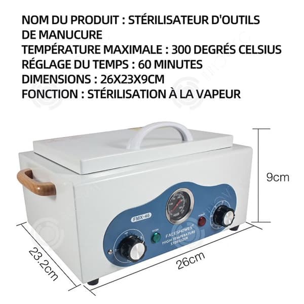 INN Luftsterilisator 26x23x9cm Varm 300 grader Celsius Maximal temperatur Professionell sterilisator Timer Sterilisator