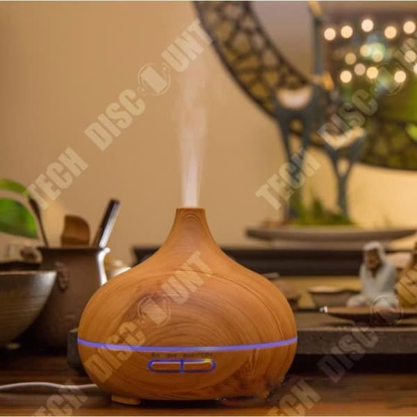 TD® Ultraljudsfjärrkontroll creative wood grain aromatherapy machine home mute sovrum luftfuktare med stor kapacitet