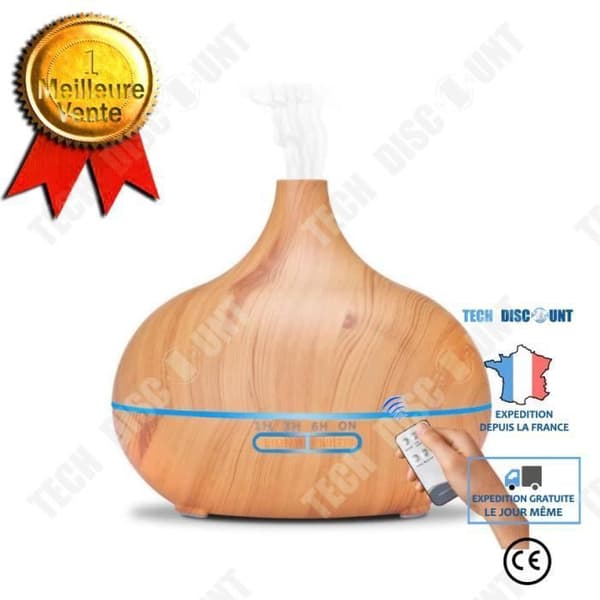 TD® Ultraljudsfjärrkontroll creative wood grain aromatherapy machine home mute sovrum luftfuktare med stor kapacitet