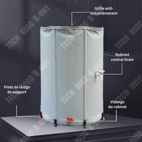 TD Rainwater Harvesting Fat 750L 100x98cm Utomhusfällbar multifunktionell förvaringshink Regnvattenskörd