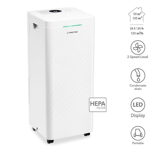 Avfuktare-luftrening TROTEC TTK 64 HEPA - 24 l/dag - 2 hastigheter - för rum upp till 50 m²