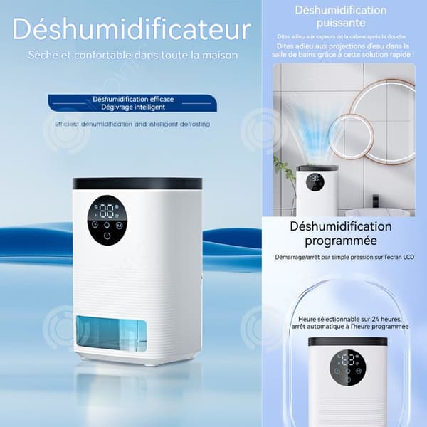 INN Elektrisk luftavfuktare 1400ml LCD-pekskärm Luftavfuktning med timer och avfrostning och avfuktning