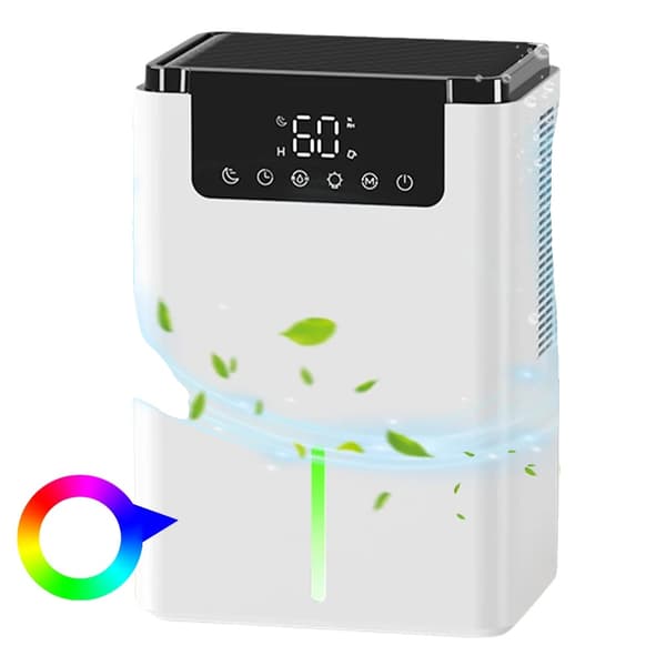 Elektrisk Luftaffugter, 2L Tankkapacitet, Stille Drift,Hvid