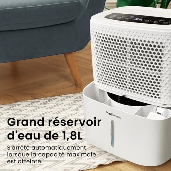 Pro Breeze Portable Avfuktare 12L/dag med 3 lägen, Digital Display, Kontinuerlig evakuering, Timer, Against Fuktighet
