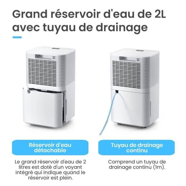 Pro Breeze 12L/Day kompressoravfuktare med automatisk fuktighetssensor, kontinuerlig dränering, nattläge och 24-timmarstimer